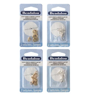 Beadalon® Brass Metal Loop Crimps with Lobster Clasps & Jump Rings Findings - Bild 1 von 4