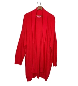 Woman Within 2X 26/28 Red Draped Shawl Open Front Cotton Blend Cardigan Sweater - Picture 1 of 5
