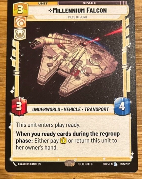 STAR WARS UNLIMITED TCG SPARK OF REBELLION: LEGENDARY CARD: MILLENNIUM FALCON - Image 1 of 1