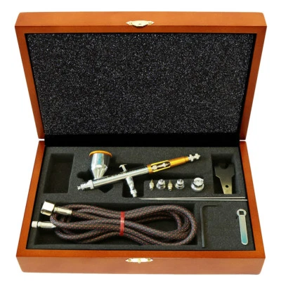 TG-3WC Paasche Talon Double Action Gravity Feed Airbrush w/3 Heads & Wood Case