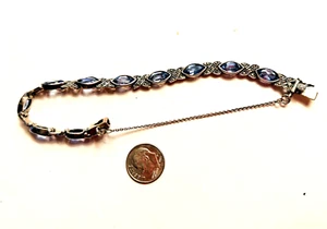EXQUISITES ANTIKES .925 STERLING MARQUISE-SCHLIFF BLAUTOPAS STEIN 7,25" ARMBAND SEHR GUTER ZUSTAND - Bild 1 von 15