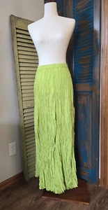 Vtg Newport News Silk Maxi Boho Crinkle Skirt Women M Green Broomstick Fairy Lux - Picture 1 of 8