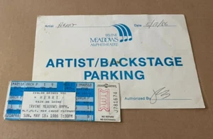 HEART TICKET ARTIST BACKSTAGE THE HEART TOUR 1986 FRONT ROW FULL STUB - Imagen 1 de 4