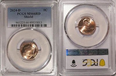 2024 D Lincoln SHIELD centavo 1c PCGS MS66RD - Imagem 1 de 2