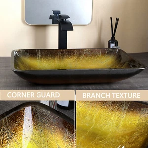 Bathroom Vessel Sink Faucet Combo Vanity Basin Bowl Ceramic Glass Pop up Drain - Picture 1 of 7