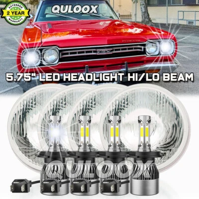 4PCS 5 3/4" 5.75 LED Headlights HI/LO Beam H5006 H5001 for Plymouth GTX Fury Foto 1 de 4