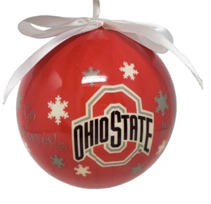OHIO STATE BUCKEYES SNOWFLAKE BALL ORNAMENT 4" GO BUCKEYES - Picture 1 of 6