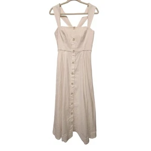 Anthropologie Maeve Square Neck Button Down Linen Blend Midi Dress Size 8 NWT - Picture 1 of 8