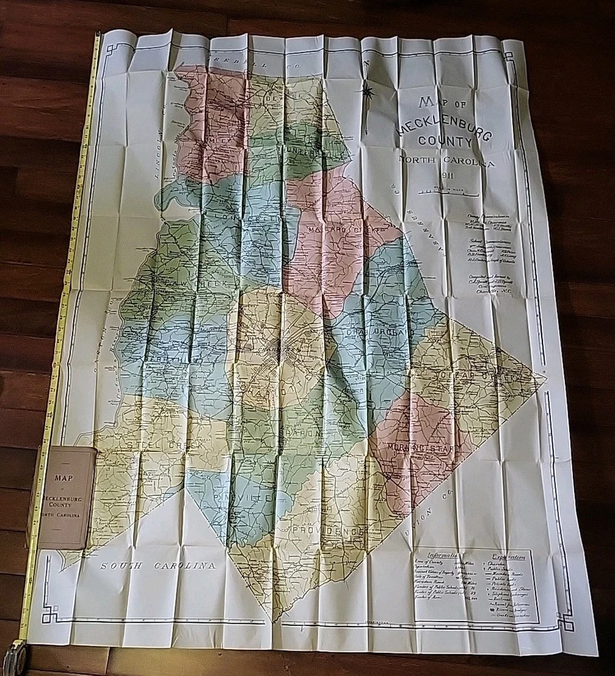 Folding Map 1911 Mecklenburg County North Carolina Pocket  Spratt Charlotte  - Image 1 of 4