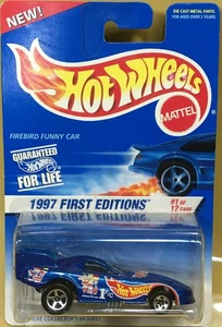 HOT WHEELS ~ PRIMERAS EDICIONES 1997 ~ COCHE DIVERTIDO FIREBIRD ~ con BASE DE METAL - Imagen 1 de 9