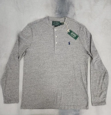 Polo Country Ralph Lauren Calce Clásico Gris HTR Manga Larga Camiseta Para Hombre Mediana  Foto 1 de 4
