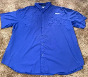 Columbia PFG Tamiami Shirt Mens 2XL Blue Short Sleeve Fishing Omni-Shade - Picture 1 of 7