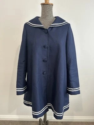 Secret Honey By Honey Bunch Navy Blue White Trim Sailor A Line Jacket Size 2 12 - Image 1 of 4
