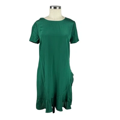 Mini Vestido DVF DIANE VON FURSTENBERG Verde Esmeralda Seda Para Mujer Talla 6 Volantes Foto 1 de 4