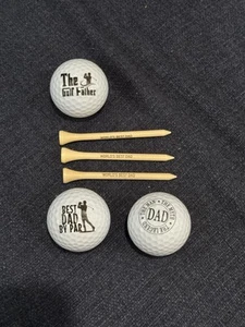 3 Golf Balls w/ Tees Golf Father Best Dad By Par Man Myth Legend Set Fathers Day - Picture 1 of 1