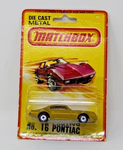 Matchbox No 16 Pontiac Firebird Gold New On Card 1980 Free Shipping Rare - Picture 1 of 5