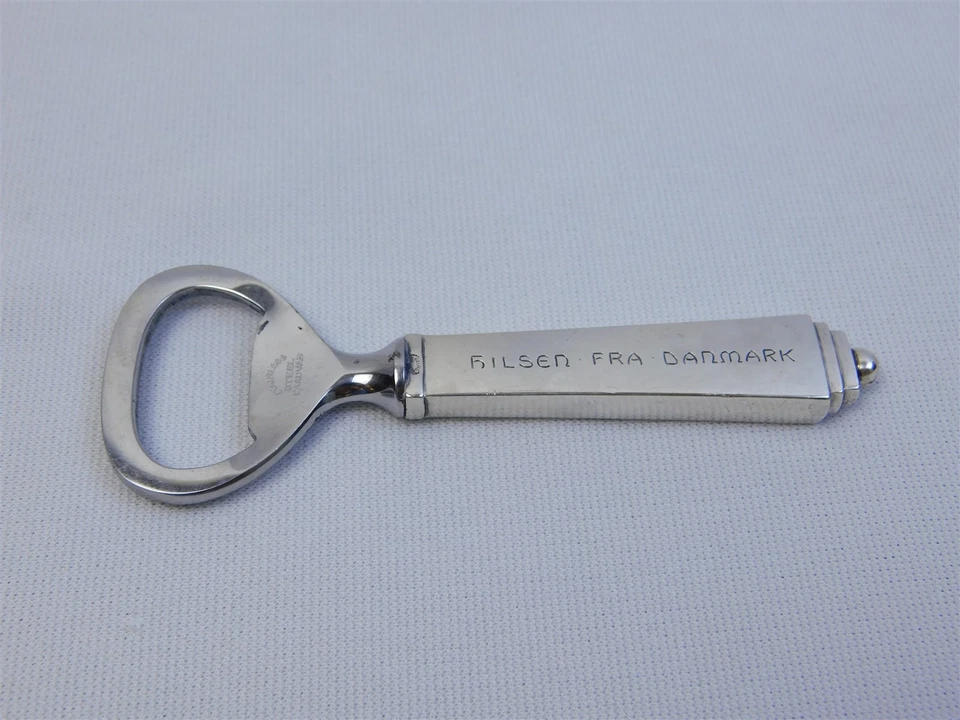 *Abridor de botellas con mango corto de plata esterlina pirámide de George Jensen 36,8 g Foto 1 de 4