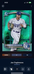 Topps Bunt 25 DIGITAL Jac Caglianone Aqua Shimmer Iconic /125 DIGITAL CARD - Picture 1 of 2