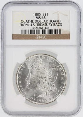 Dólar de plata Morgan 1885 NGC MS63 S$1 Philadelphia acuñado sin precio base Foto 1 de 4