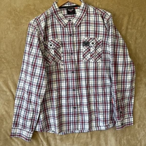 Victory Motorcycles Women’s Plaid 3XL Long Sleeve Cotton Button Up Shirt NWT - Picture 1 of 5