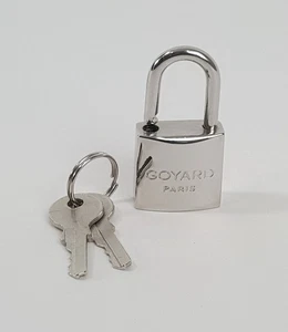 Goyard Silver Luggage Padlock Lock Key Set Duffle Briefcase Purse Trunk Charm - Picture 1 of 5