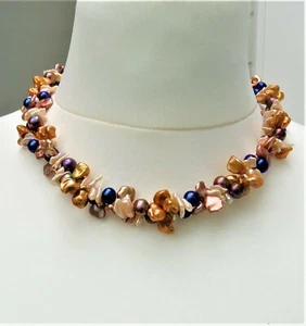 Keshi Perlen Kette Süßwasser Perlen Kette Unikat Perlenkette handgefertigt 5037 - Bild 1 von 8