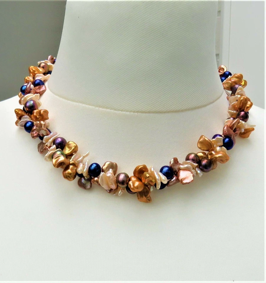 Keshi Perlen Kette Süßwasser Perlen Kette Unikat Perlenkette handgefertigt 5037 - Bild 1 von 4