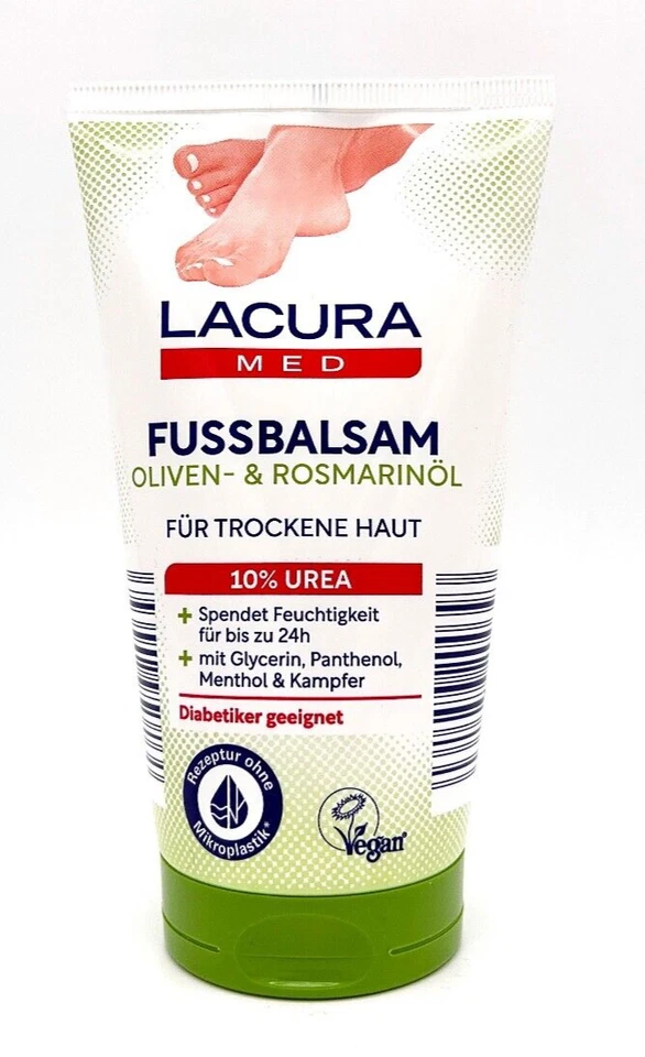 OMBIA MED ✅ Lacura Med 10 % UREA Fußbalsam , Oliven- & Rosmarinöl, Fusspflege 150ml ✅
