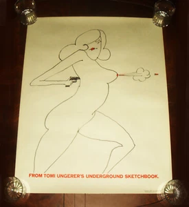 Vintage TOMI UNGERER "FROM TOMI UNGERER'S UNDERGROUND SKETCHBOOK" 1965 POSTER - Picture 1 of 10