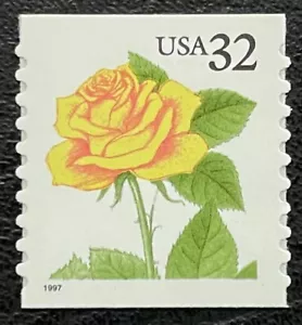 1997 Scott #3054, 32¢, YELLOW ROSE - Coil Single - Mint NH - Picture 1 of 1