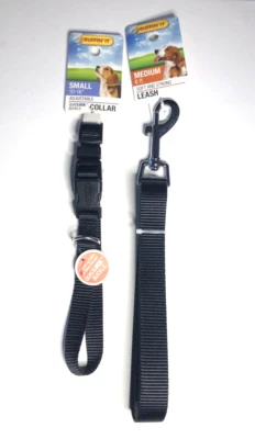 Ruffin' It Small 10-16" Adjustable Quadlock Buckle Dog Collar Medium Leash Black - Image 1 of 2