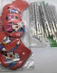12 Minnie And Daisy Cupcake Toppers And Wrappers w/24 Bling Treat Sticks - Picture 1 of 3