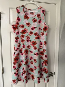 Jonathan Martin Womans 3X Mint Green Textured Floral Fit/Flare Tank Dress NWOT - Picture 1 of 9