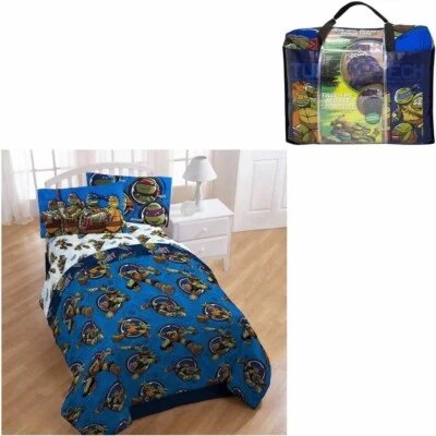 !WOW! New TEENAGE NINJA TURTLES 4 Piece Twin Bed in a Bag Comforter & Sheet Set - Image 1 of 4