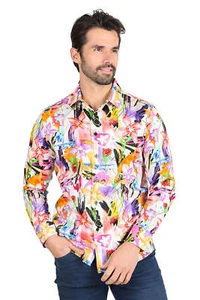 Barabas Long Sleeve Floral Lily Men's Button Down Dress Shirts 2SA04 - Picture 1 of 14