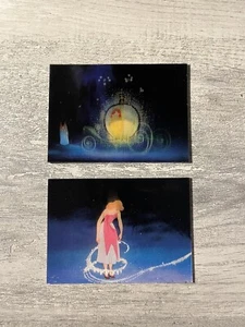 1995 Cinderella TRANSFORMATION insert 2 CARD Set Disney's CARTOON LENTICULAR - Picture 1 of 2