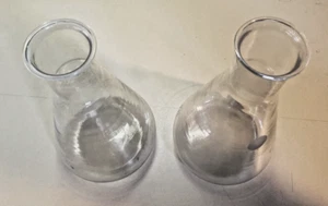 Qty (2pc.) 500 ML Vintage Pyrex Corning Flat Bottom Flask Pharmacy Rx Science - Picture 1 of 3