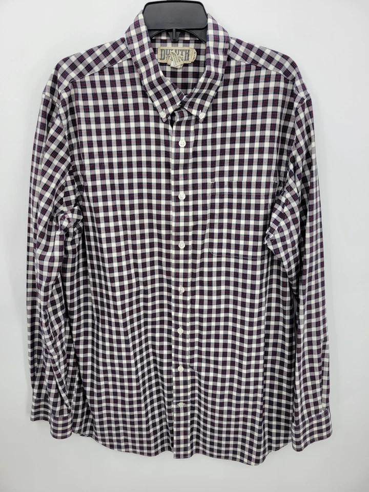 Duluth Trading Shirt Mens XL Tall Black Red White Plaid Long Sleeve Button Up - Image 1 of 4