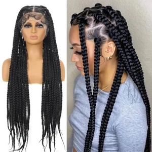 360 Full Lace Braided Wigs for Black Women 36inch Knotless Braids Glueless Wig - Picture 1 of 8