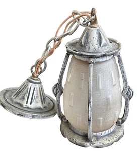 Antique Ceiling Pendant Light Fixture Cottage Castle Art Deco - Picture 1 of 10