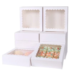 50 pcs 8x8x2.5 Inches Cake Box with Window Bakery Box Pastry Boxes Cookie Box... - Picture 1 of 7