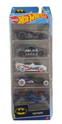 Hot Wheels Batman Gotham Arkham Asylum Harley Quinn Joker 5pc Car Set DC Comics - Image 1 of 2
