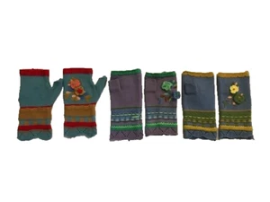Women Winter Knit Fingerless Gloves Multicolor Crochet Floral Thumbhole Mittens - Picture 1 of 2