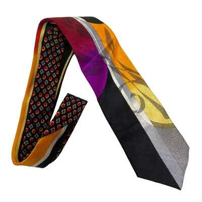 Галстук Vitaliano Pancaldi черный фиолетовый смешанный узор цветочный абстрактный принт - Изображение 1 из 4