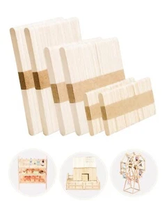 Popsicle Sticks for Crafts Ice Cream Sticks Craft Sticks Bulk 300 Pcs 3 Mixed... - Picture 1 of 8