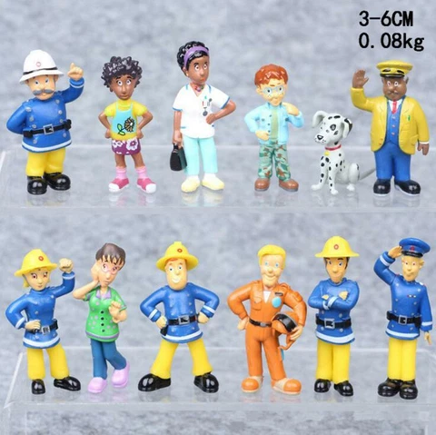 12pcs/Set Fireman Sam PVC Figures Figurine Toys Home Decorate 3-6cm Cover