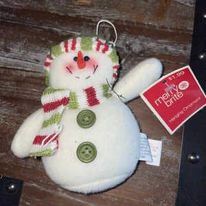 Adorno muñeco de nieve de peluche Merry Brite 2009 - Imagen 1 de 2