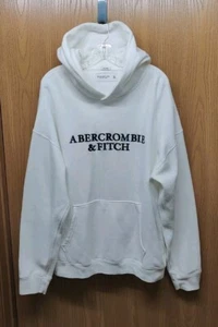 Abercrombie & Fitch Hoodie Mens XL White Hooded Soft A&F Fleece Relaxed - Picture 1 of 2