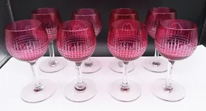 FRENCH Baccarat Nancy White Wine Glasses Red Cut Crystal Set of 8 RARE!! - Picture 1 of 15