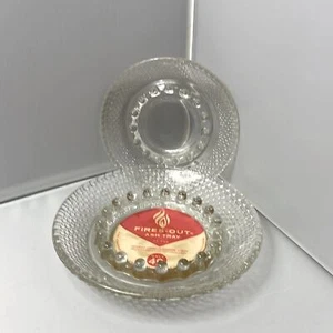Pair Jeannette Vintage Fires Out Pressed Glass Ashtray, 1 w/ Original Label - Picture 1 of 12